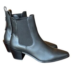 Frame Le Lexington Black Leather Pointed Toe Chelsea Boots Size 36 NWOB